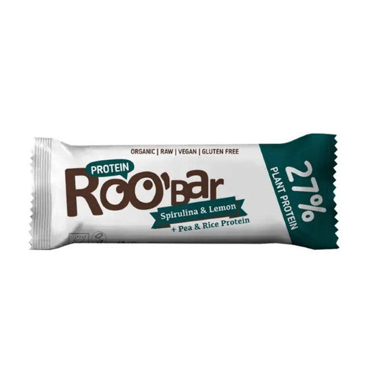Roobar Protein Spirulina & Lemon Bar Bio 40g - Vegan and Gluten-Free