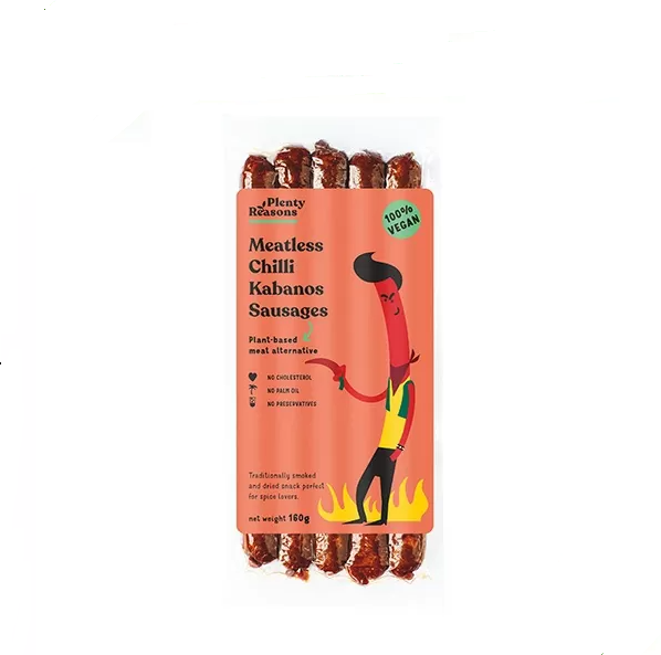 Plenty Reasons Vegan Chilli Kabanos Sausages - Classic 160g | High Protein, Smoked, No Artificial Colors