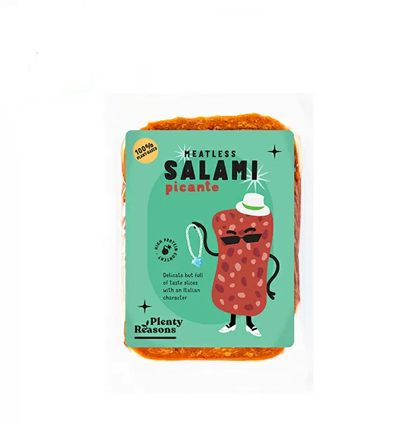 Plenty Reasons Vegan Salami Picante Slices - Delicious Spicy Cold Cuts Alternative