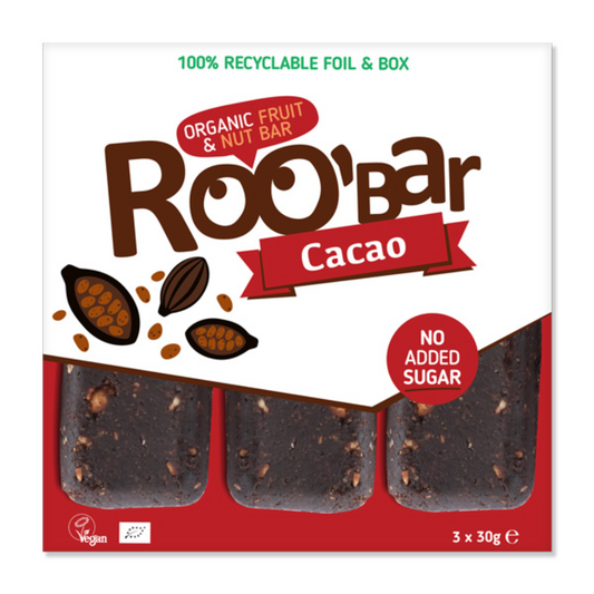Roobar Triple Pack Cocoa Bar - Organic and Nutritious Snack Bars